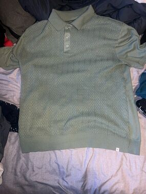 Men's Knit Polo Shirt in Sage Green